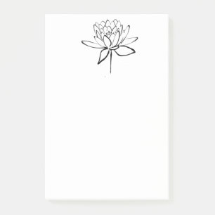 Lotus Blume Schwarz-Weiß Tinte Zeichnend Kunst Post-it Klebezettel
