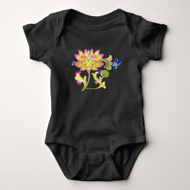 Lotus Blume und Wein Baby Strampler (Vorderseite)