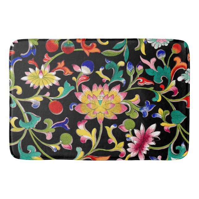 Lotus Blume und Wein Badematte (Vorderseite)