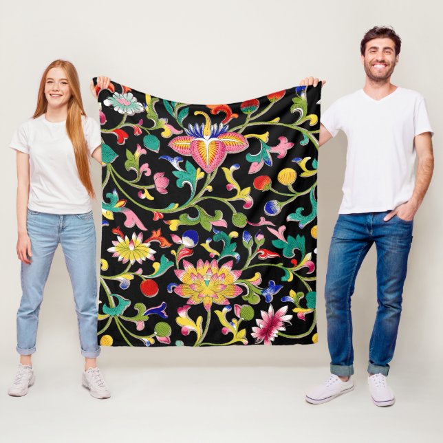 Lotus Blume und Wein Fleecedecke (Beispiel)