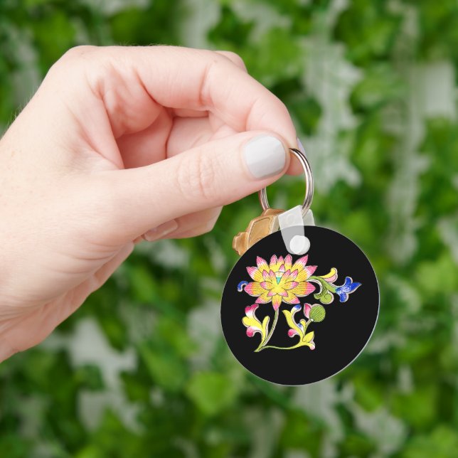Lotus Blume und Wein Schlüsselanhänger (Hand)