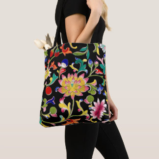 Lotus Blume und Wein Tasche