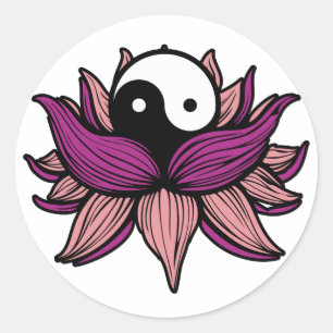 Lotus Blume und Yin Yang Runder Aufkleber