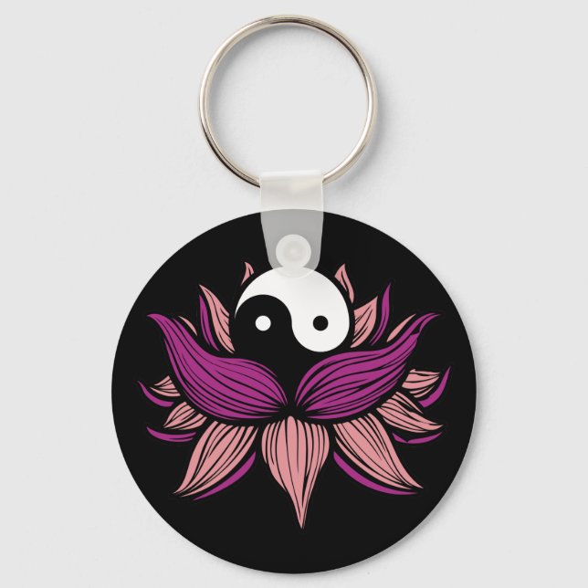Lotus Blume und Yin Yang Schlüsselanhänger (Vorderseite)