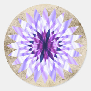 Lotus Blume Wasserfarbe Lila Logoheilung Yoga Runder Aufkleber
