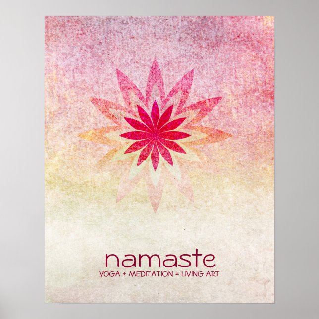 Lotus Blume Wasserfarbe Namaste Yoga Poster (Vorne)