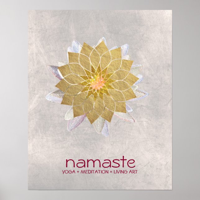 Lotus Blume Wasserfarbe Namaste Yoga Poster (Vorne)