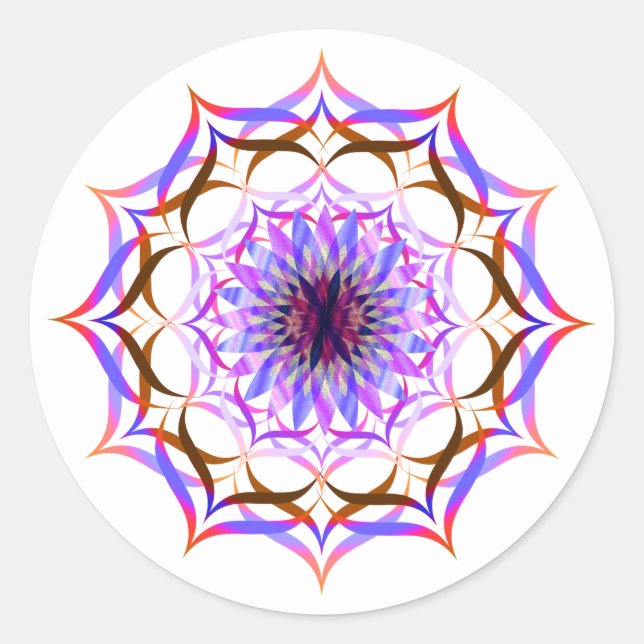 Lotus Blume Watercolor Mandala Heilung Yoga Runder Aufkleber (Vorderseite)