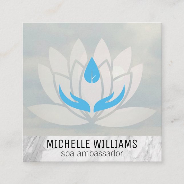 Lotus Blume | Wellness-Center | Massagetherapeut Quadratische Visitenkarte (Vorderseite)