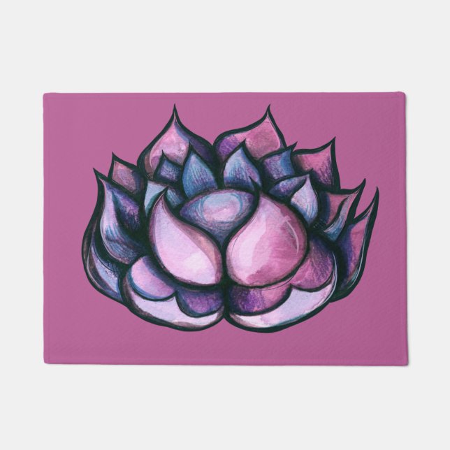 Lotus Blume Yoga lila Fußmatte (Vorderseite)