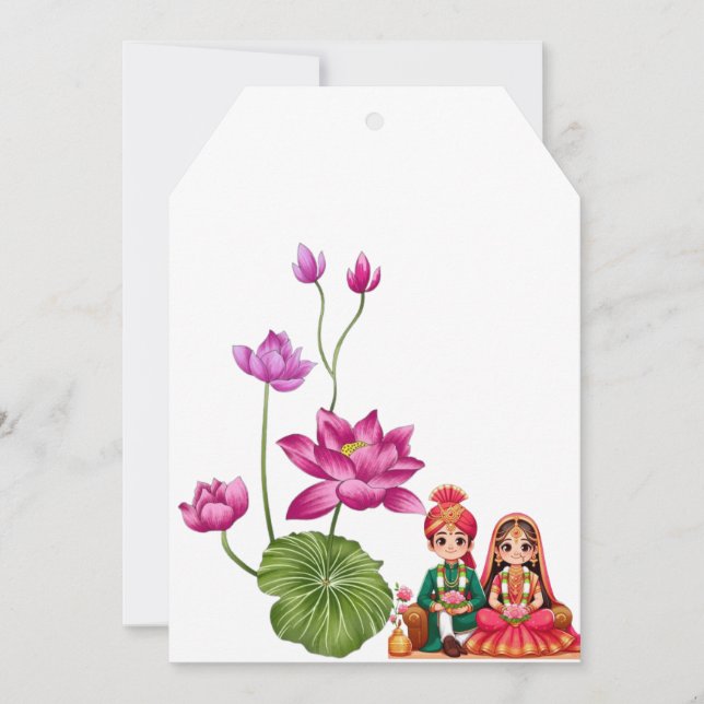 Lotus, Braut und Bräutigam Dankeskarte (Vorderseite)