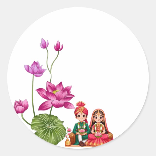 Lotus, Braut und Bräutigam Runder Aufkleber (Vorderseite)