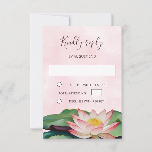 Lotus Buddhist Wedding RSVP Einladung (Vorderseite)