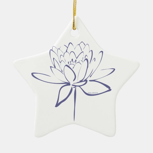 Lotus Calligraphy (blau) Keramik Ornament (Vorne)