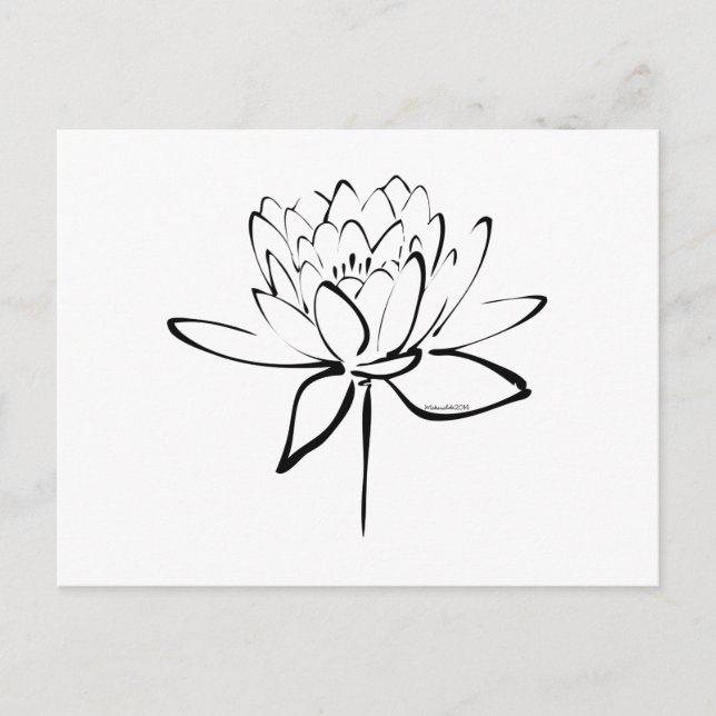 Lotus Calligraphy (schwarz) Postkarte (Vorderseite)