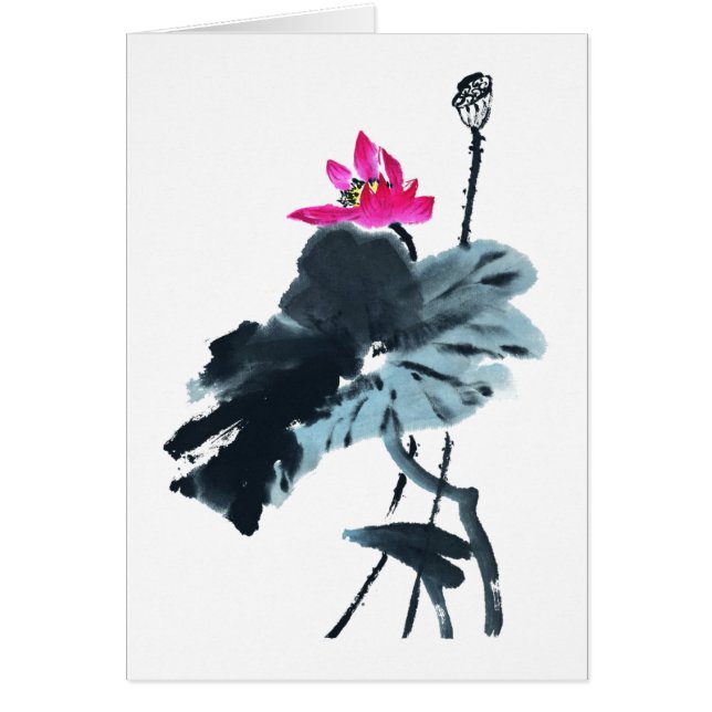 Lotus/Chinese Brush Painting Art/Blank Card (Vorne)