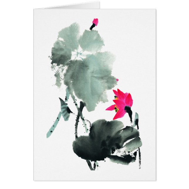 Lotus/Chinesen bürsten Malerei-Kunst/leere Karte (Vorne)