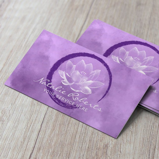 Lotus Circle Pinselstrich Yoga Wellness Lila Visitenkarte (Von Creator hochgeladen)
