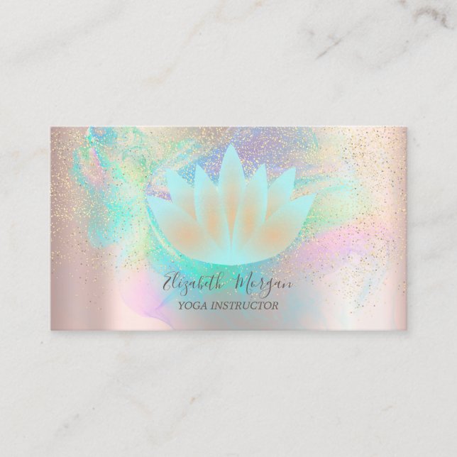 Lotus Confetti Gold Holographic Ink Rose Gold Visitenkarte (Vorderseite)