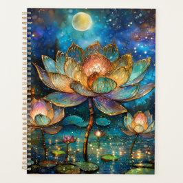 Lotus de verre tendu fleurit au clair de lune