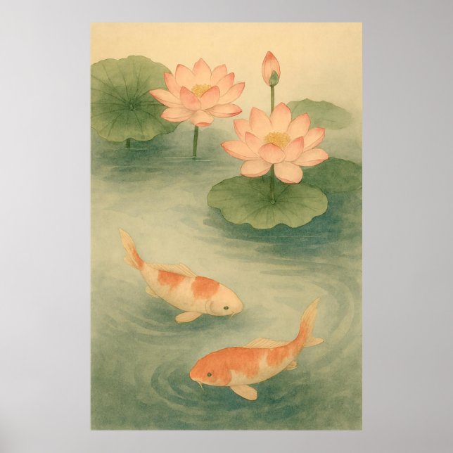 Lotus Drift: Koi in Still Waters Poster (Vorne)