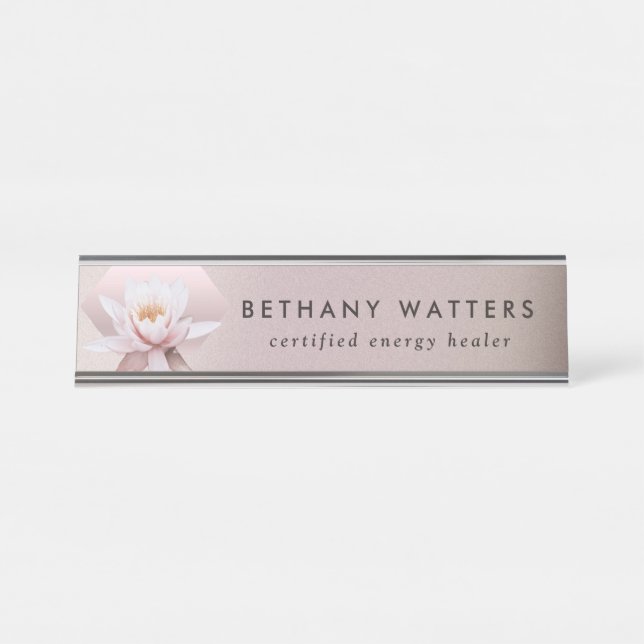 Lotus Dusty Rose Gradient Schreibtischnamensplakette (Vorderseite )