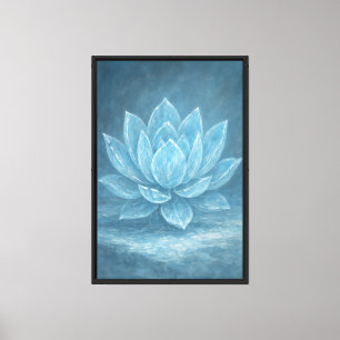 Lotus-Eisskulptur gefroren, in Blau und Silber Leinwanddruck