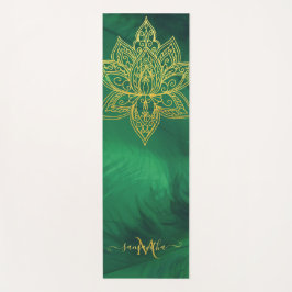 Lotus Emerald Gold Mandala Monogram Elegant Yogamatte