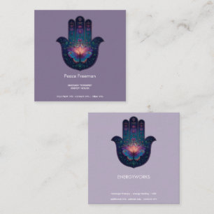 Lotus-Erwachen   Hamsa-Hand-Design Quadratische Visitenkarte