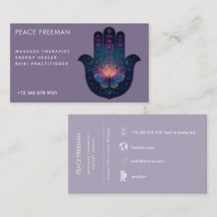 Lotus-Erwachen   Hamsa-Hand-Design Visitenkarte
