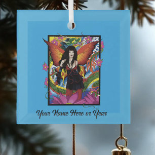 Lotus Fairy Chinese Water Dragon Ornament Aus Glas
