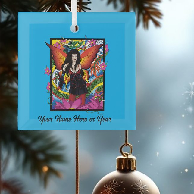 Lotus Fairy Chinese Water Dragon Ornament Aus Glas (Von Creator hochgeladen)