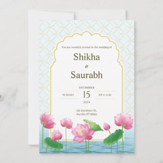 Lotus Floral Traditionelle Hochzeitseinladung Einladung