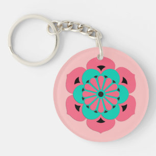 Lotus Flower Mandala, Coral rose et Turquoise