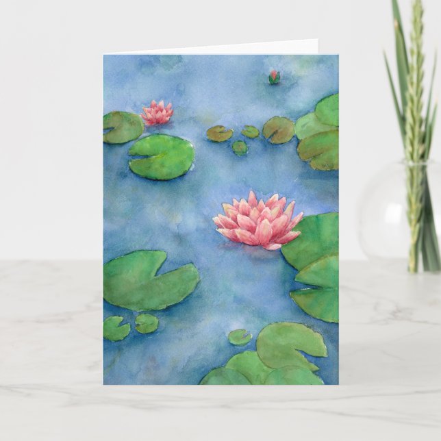 Lotus flower watercolor dankeskarte (Vorderseite)