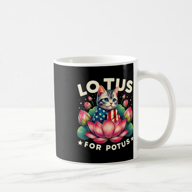 Lotus for Potus Kamala Harris Us Flag Cat Lovers Kaffeetasse (Rechts)