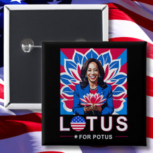 Lotus For Potus USA Election Kamala Harris 2024 Button