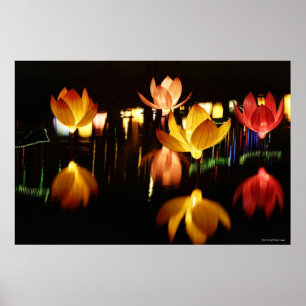 Lotus formte Laternen für mittleres Herbstfestiva Poster