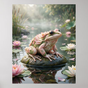Lotus-Frosch-Zen-Teich Poster