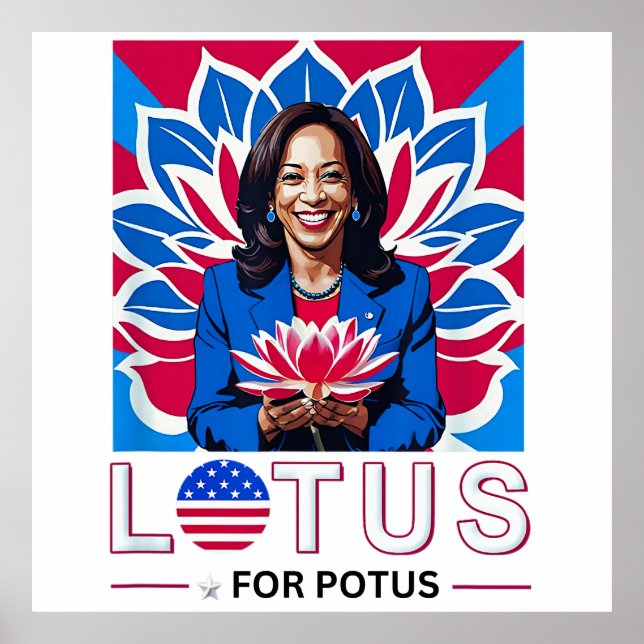 Lotus für Potus Kamala Harris Präsidentschaftskamp Poster (Vorne)