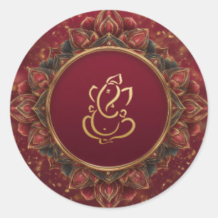 Lotus Ganesh Wedding Indianerhochzeit Runder Aufkleber