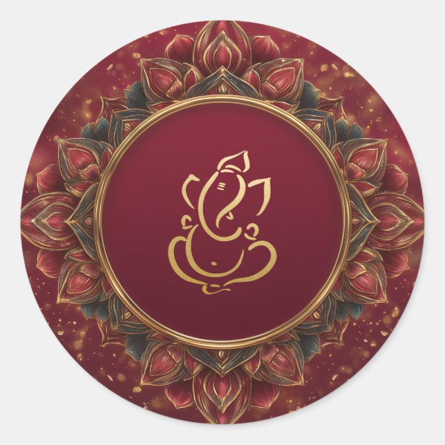 Lotus Ganesh Wedding | Indianerhochzeit Runder Aufkleber (Vorderseite)