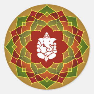 Lotus Ganesha Design Runder Aufkleber