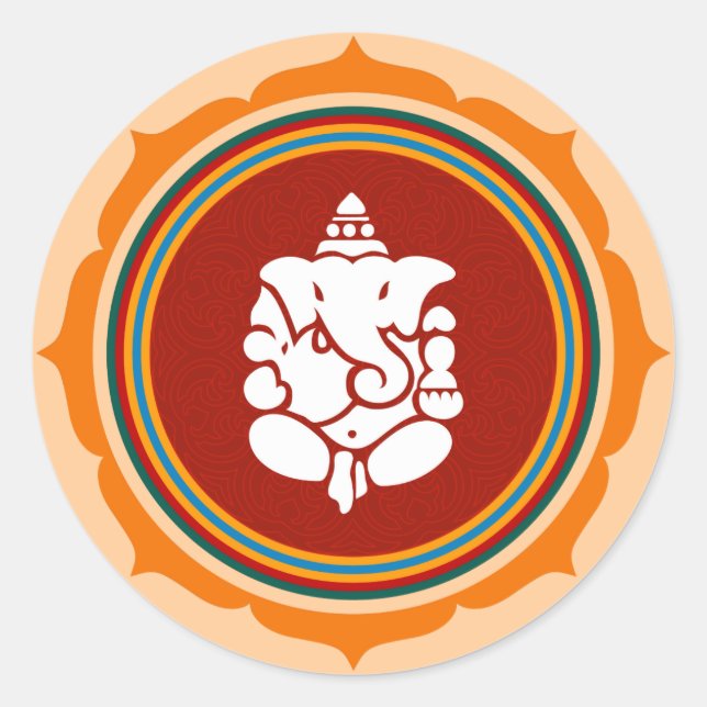 Lotus Ganesha Design Runder Aufkleber (Vorderseite)