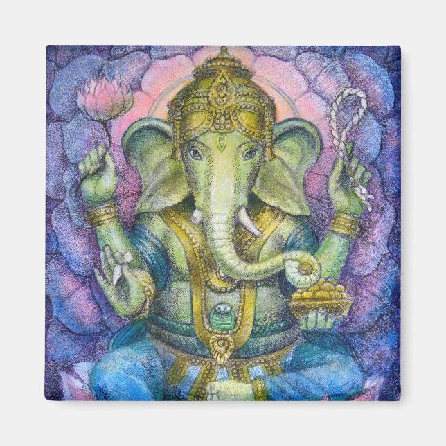Lotus Ganesha Magnet Carré (Devant)