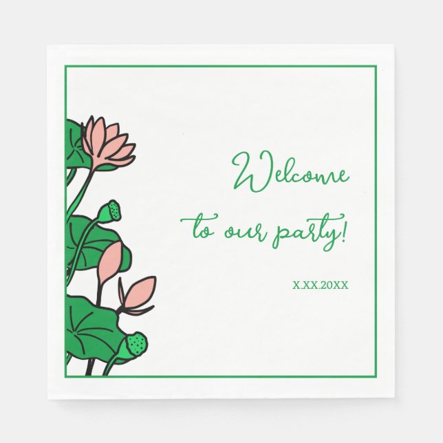 Lotus Garden Personalisiert Party Paper Napkins Serviette (Vorderseite)