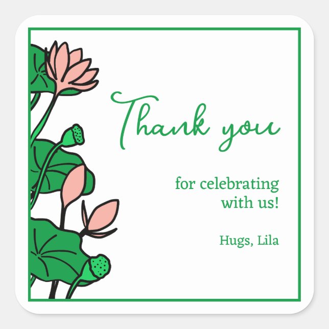 Lotus Garden Personalisiertes Party Stickers (Vorderseite)
