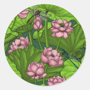 Lotus Garten Runder Aufkleber