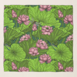 Lotus Garten Schal<br><div class="desc">Handgezeichnete Lotus-Blume, Blätter und Libellen. Muster</div>
