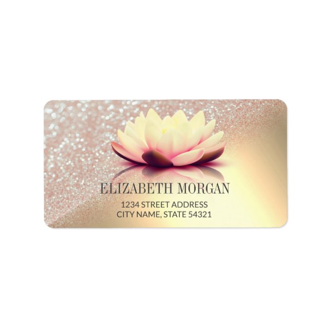 Lotus Gold Bokeh Adressaufkleber (Vorne)